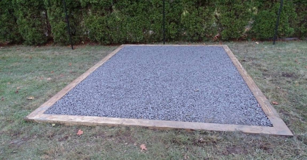 level gravel base for outdoor hot tub